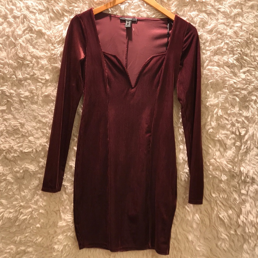 Burgundy velvet dress